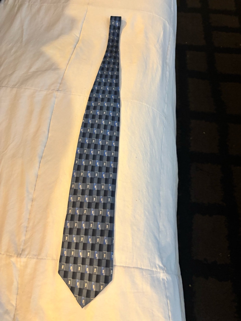Classic Blue Geometric Silk Tie